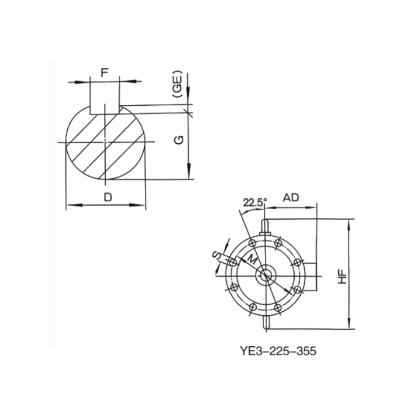 立式安裝、機(jī)座不帶底腳、端蓋上有凸緣的電動(dòng)機(jī)